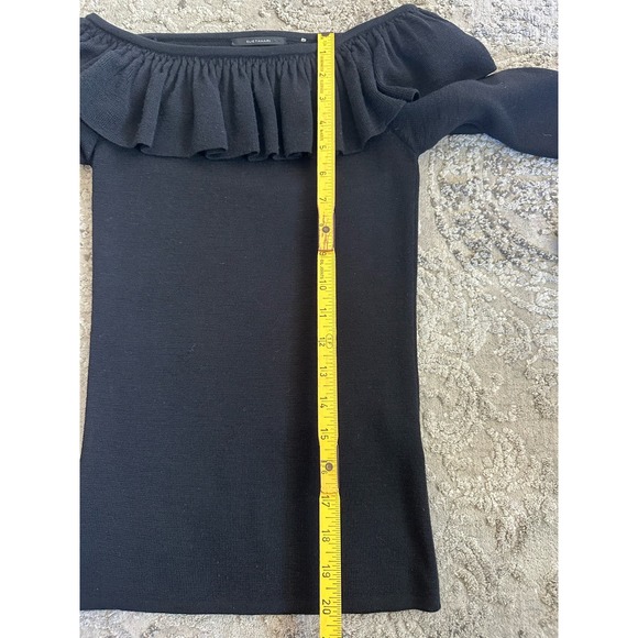 ELIE TAHARI Black Off-The-Shoulder 100% Wool Sweater Sz. Medium - Picture 7 of 10